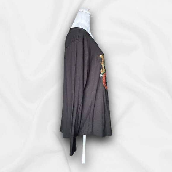 Merry Christmas Glitter Tee - 2X - sparkle, casual, Holiday, Festive, Party - Picture 3 of 7